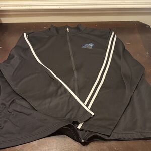 Black Full-Zip Sweater with White Stripes